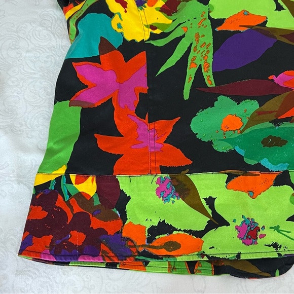 Erin Neon Multicolor Floral Print Spring Easter Full Zip Blazer Jacket Size XL - Picture 11 of 12